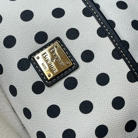 Dooney & Bourke Black and White Polka Dot Crossbody EUC - Picture 3 of 14